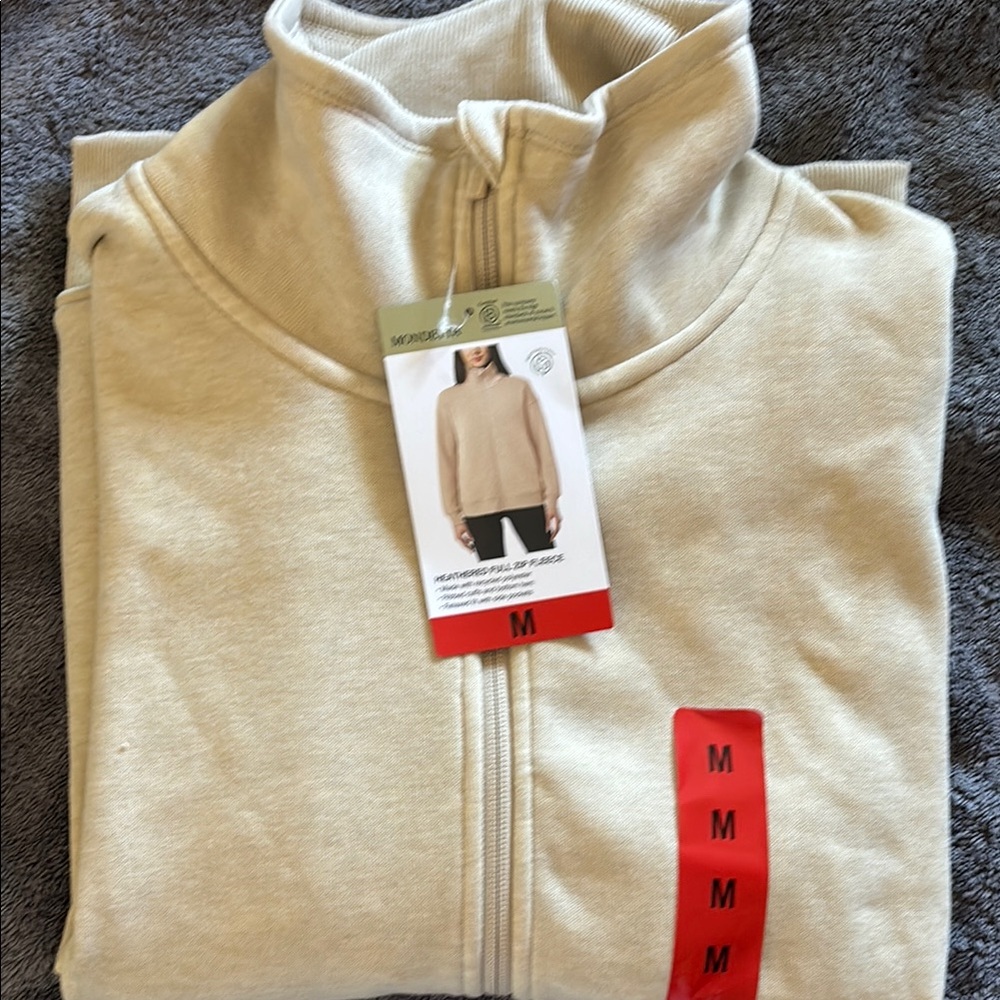 Women’s NWT Mondetta Tan Full-Zip Fleece jacket size medium